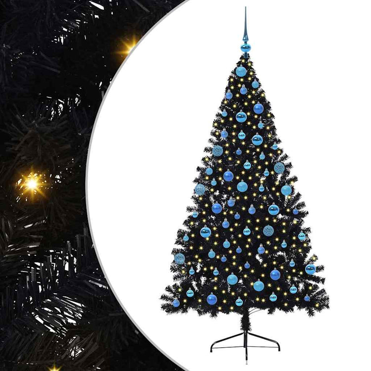 Vidaxx künstlicher, beleuchteter Weihnachtsbaum mit 300 LEDs, schwarz, 180 cm PVC