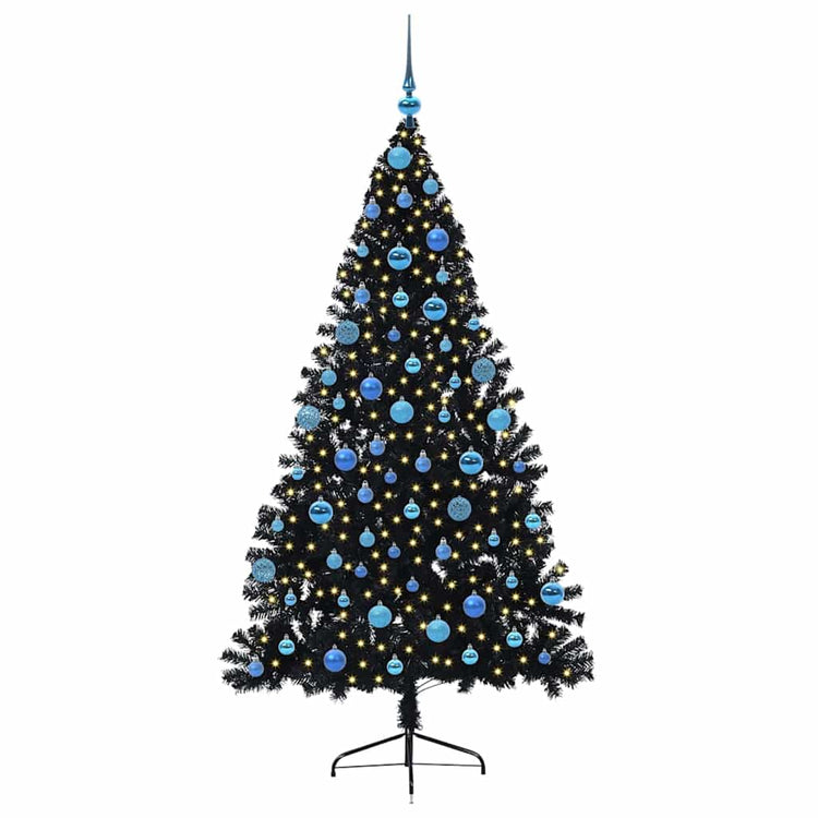 Vidaxx künstlicher, beleuchteter Weihnachtsbaum mit 300 LEDs, schwarz, 180 cm PVC