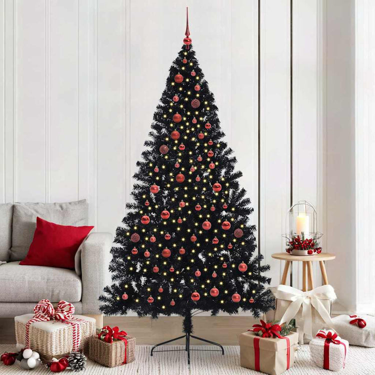 VidaXL künstlicher, beleuchteter Weihnachtsbaum mit 300 LEDs, schwarz, 210 cm PVC