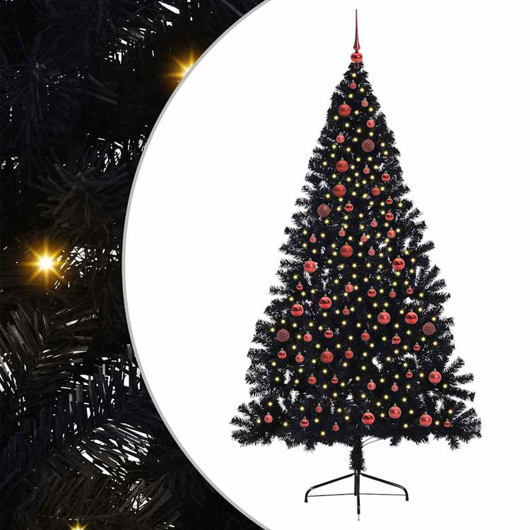 VidaXL künstlicher, beleuchteter Weihnachtsbaum mit 300 LEDs, schwarz, 210 cm PVC