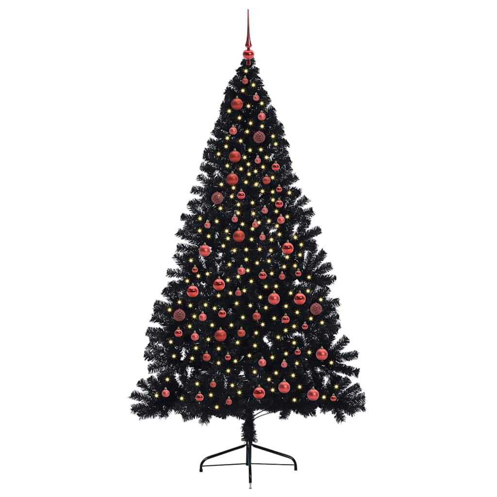 VidaXL künstlicher, beleuchteter Weihnachtsbaum mit 300 LEDs, schwarz, 210 cm PVC