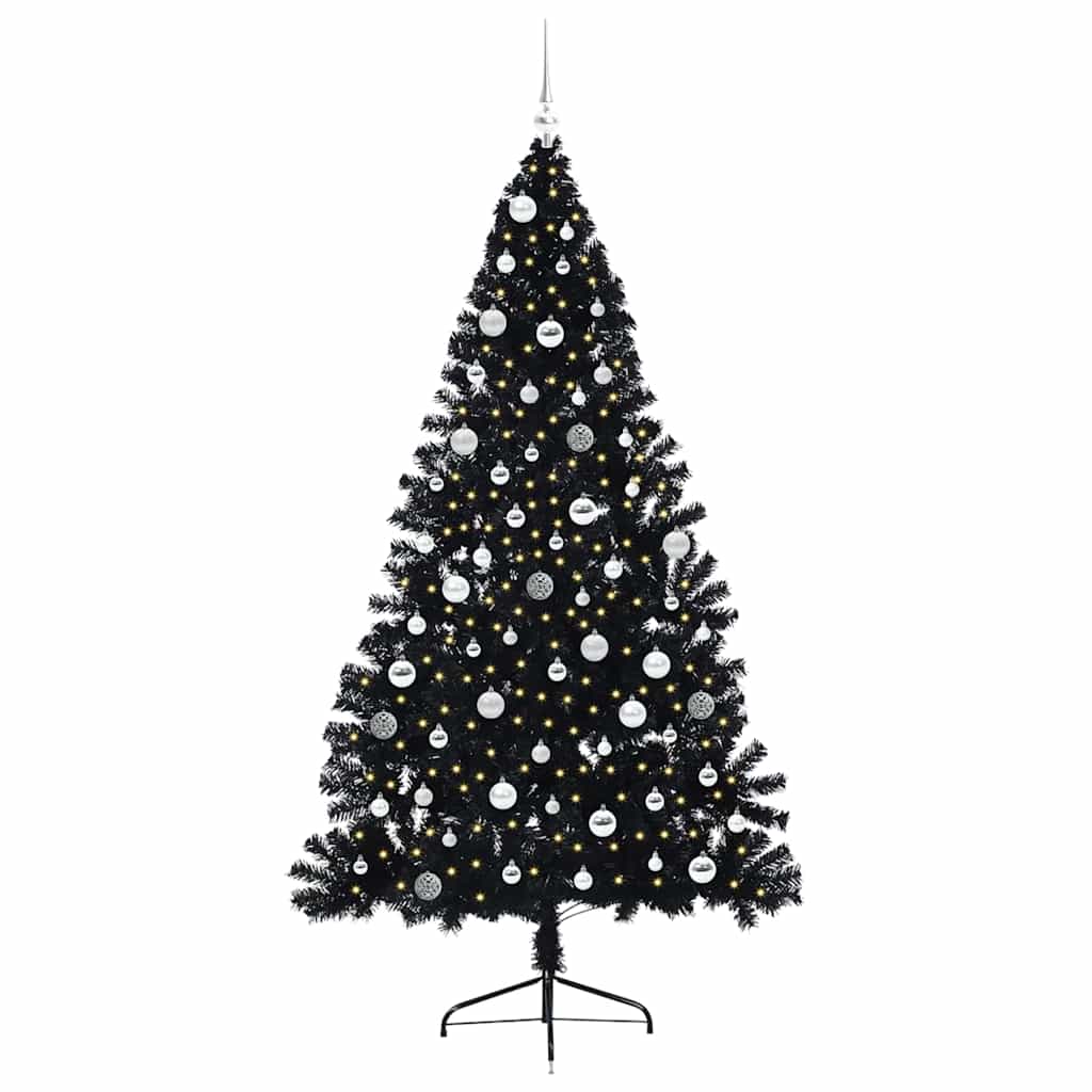 VidaXL künstlicher, beleuchteter Weihnachtsbaum mit 300 LEDs, schwarz, 210 cm PVC