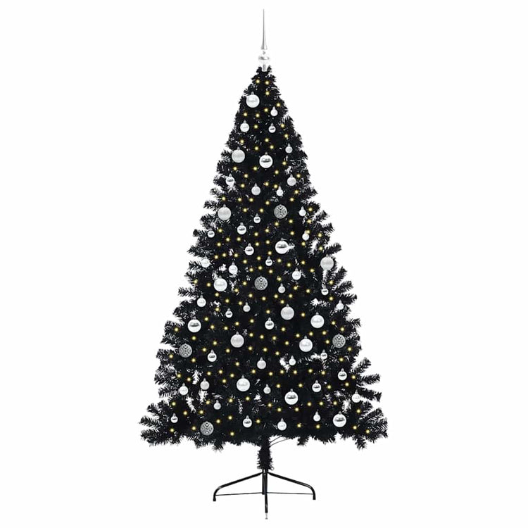 VidaXL künstlicher, beleuchteter Weihnachtsbaum mit 300 LEDs, schwarz, 210 cm PVC