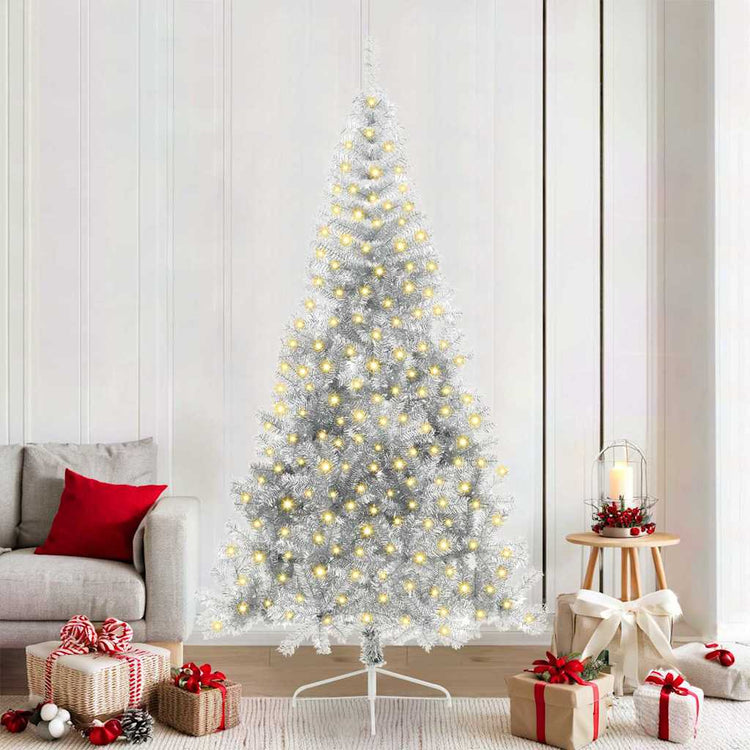 Vidaxx künstlicher, vorbeleuchteter Weihnachtsbaum mit 300 LEDs, silberfarben, 210 cm Kappe
