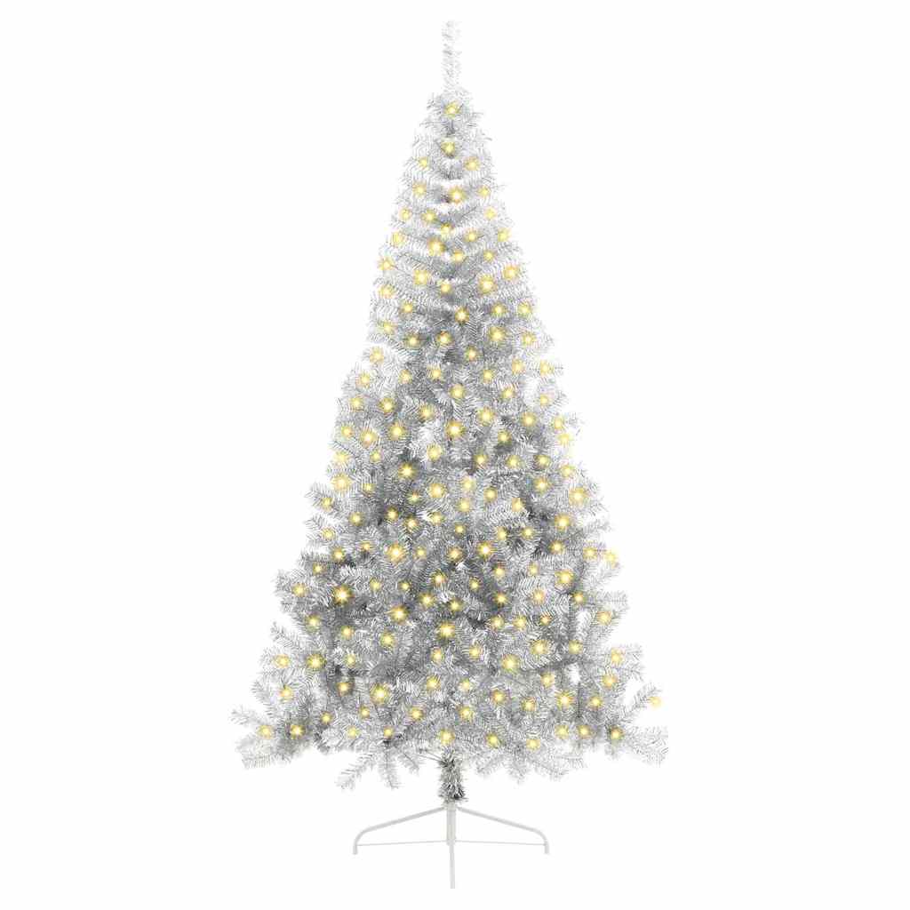 Vidaxx künstlicher, vorbeleuchteter Weihnachtsbaum mit 300 LEDs, silberfarben, 210 cm Kappe