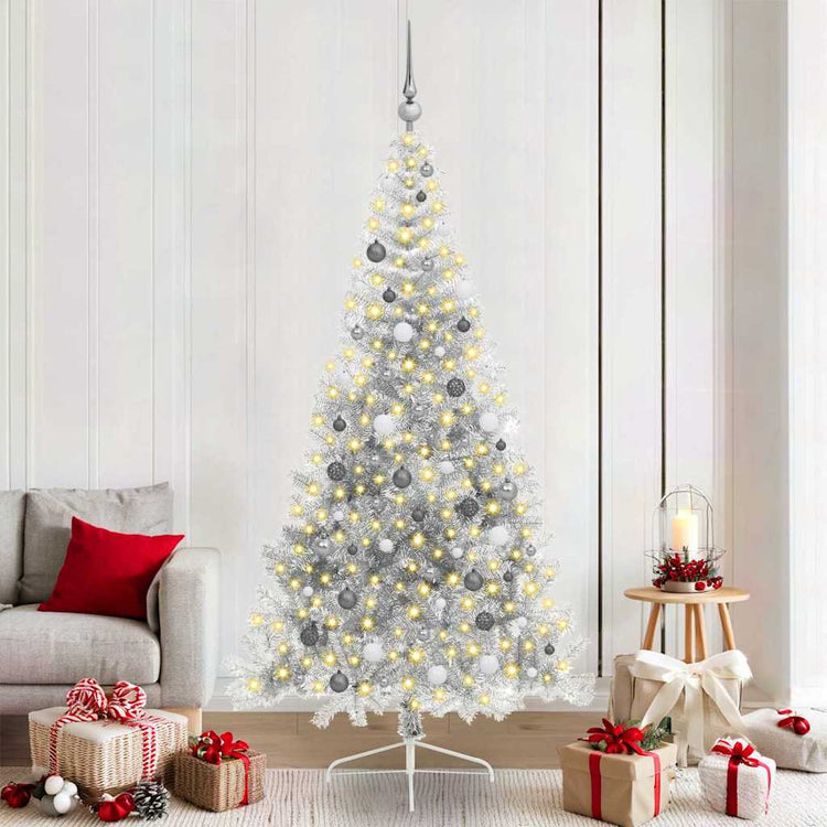 Vidaxx künstlicher, beleuchteter Weihnachtsbaum mit 300 LEDs, silberfarben, 210 cm Kappe