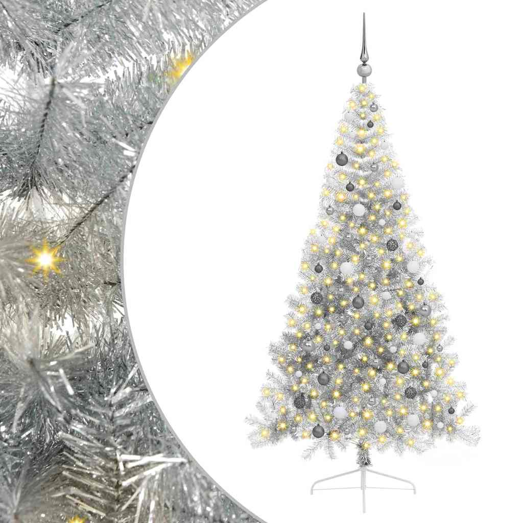 Vidaxx künstlicher, beleuchteter Weihnachtsbaum mit 300 LEDs, silberfarben, 210 cm Kappe
