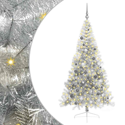 Vidaxx künstlicher, beleuchteter Weihnachtsbaum mit 300 LEDs, silberfarben, 210 cm Kappe