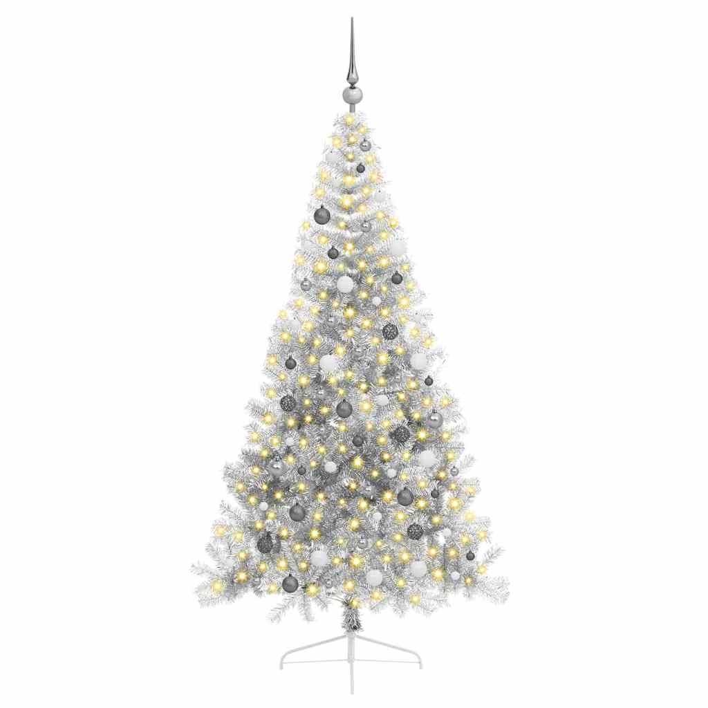 Vidaxx künstlicher, beleuchteter Weihnachtsbaum mit 300 LEDs, silberfarben, 210 cm Kappe