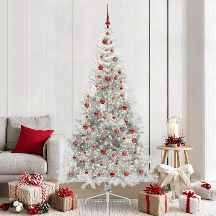 Vidaxx künstlicher, vorbeleuchteter Weihnachtsbaum mit 300 LEDs, silberfarben, 210 cm Kappe