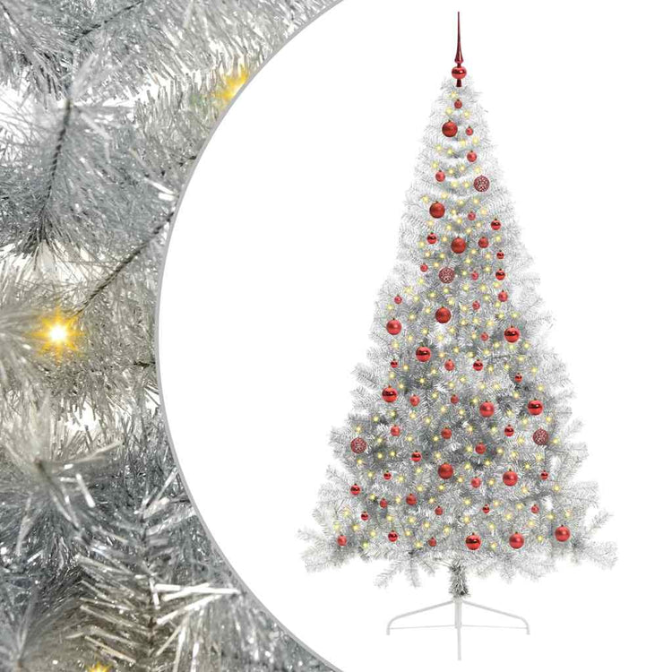 Vidaxx künstlicher, vorbeleuchteter Weihnachtsbaum mit 300 LEDs, silberfarben, 210 cm Kappe