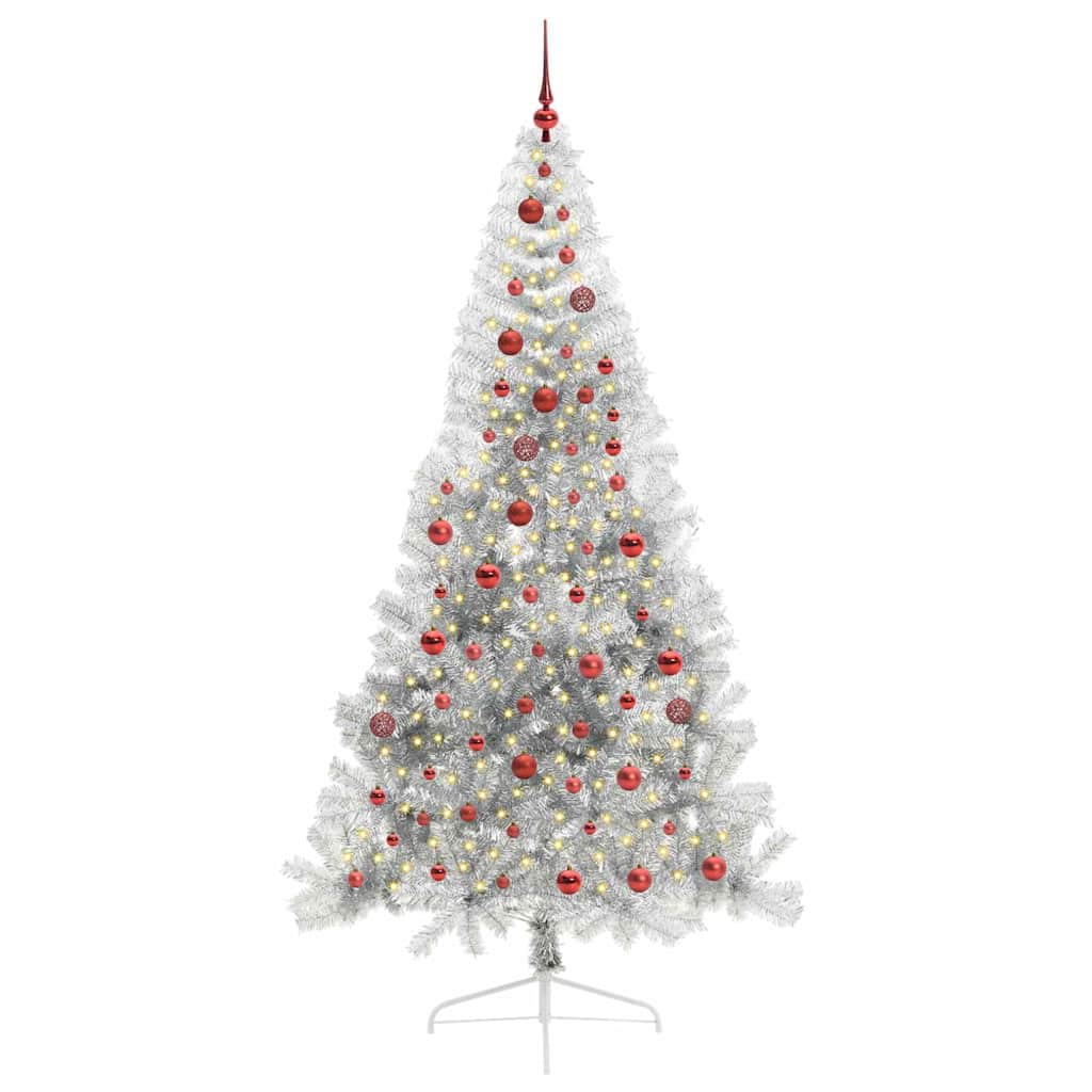 Vidaxx künstlicher, vorbeleuchteter Weihnachtsbaum mit 300 LEDs, silberfarben, 210 cm Kappe