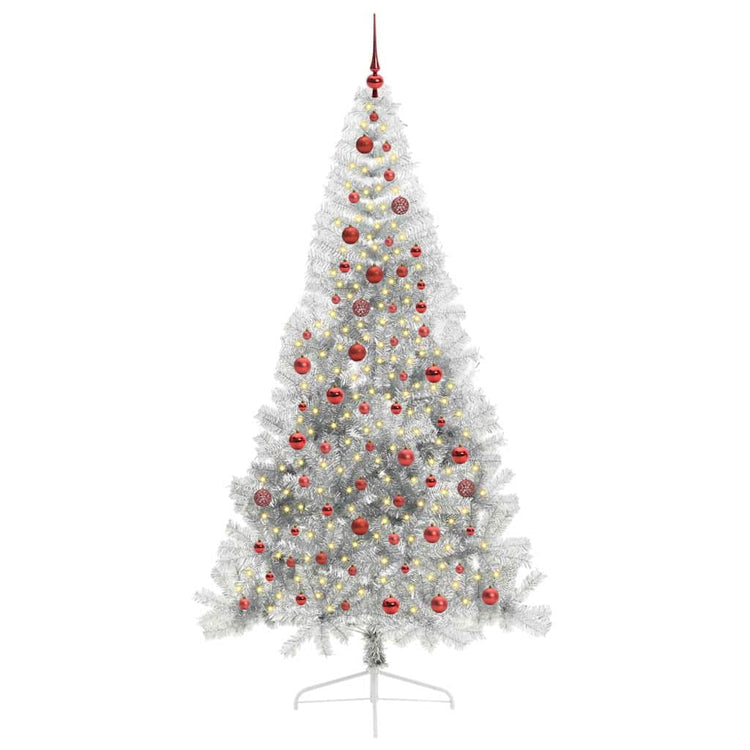 Vidaxx künstlicher, vorbeleuchteter Weihnachtsbaum mit 300 LEDs, silberfarben, 210 cm Kappe