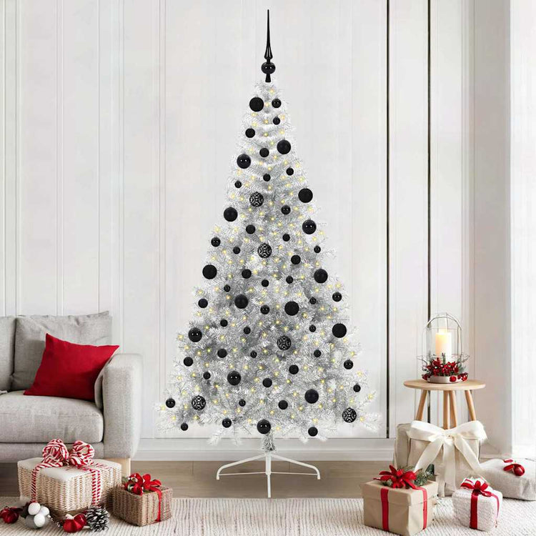 Vidaxx künstlicher, vorbeleuchteter Weihnachtsbaum mit 300 LEDs, silberfarben, 210 cm Kappe
