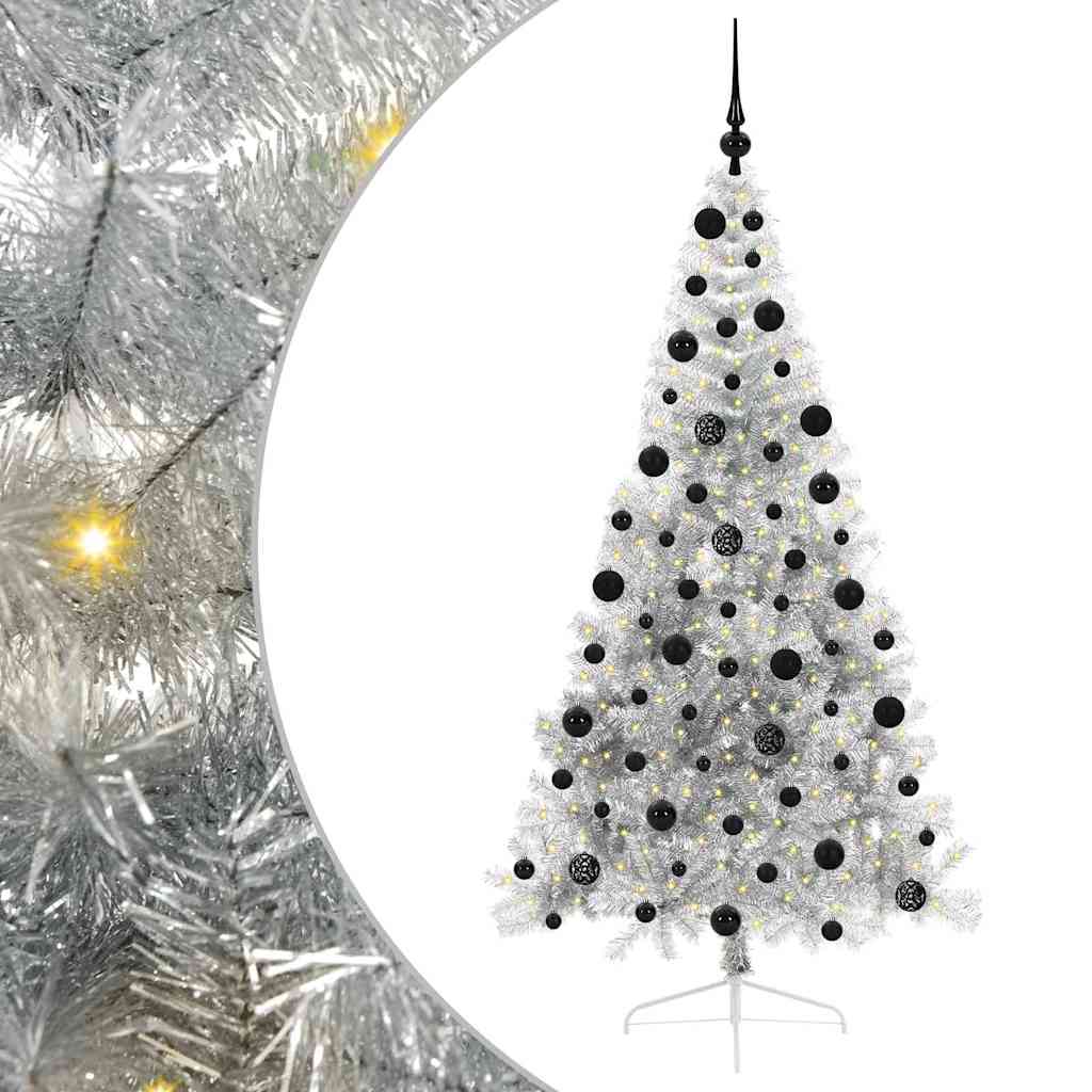 Vidaxx künstlicher, vorbeleuchteter Weihnachtsbaum mit 300 LEDs, silberfarben, 210 cm Kappe