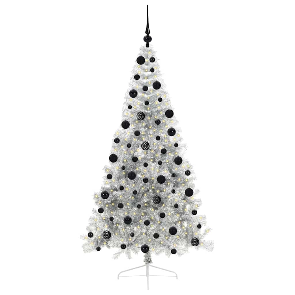 Vidaxx künstlicher, vorbeleuchteter Weihnachtsbaum mit 300 LEDs, silberfarben, 210 cm Kappe