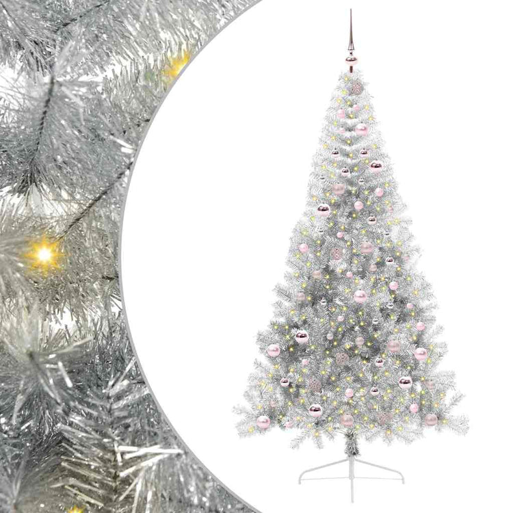 Vidaxx künstlicher, vorbeleuchteter Weihnachtsbaum mit 300 LEDs, silberfarben, 210 cm Kappe