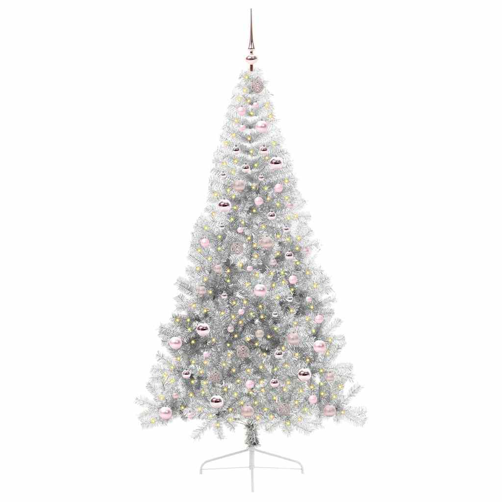 Vidaxx künstlicher, vorbeleuchteter Weihnachtsbaum mit 300 LEDs, silberfarben, 210 cm Kappe