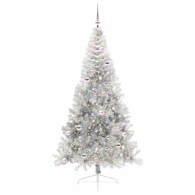 Vidaxx künstlicher, vorbeleuchteter Weihnachtsbaum mit 300 LEDs, silberfarben, 210 cm Kappe
