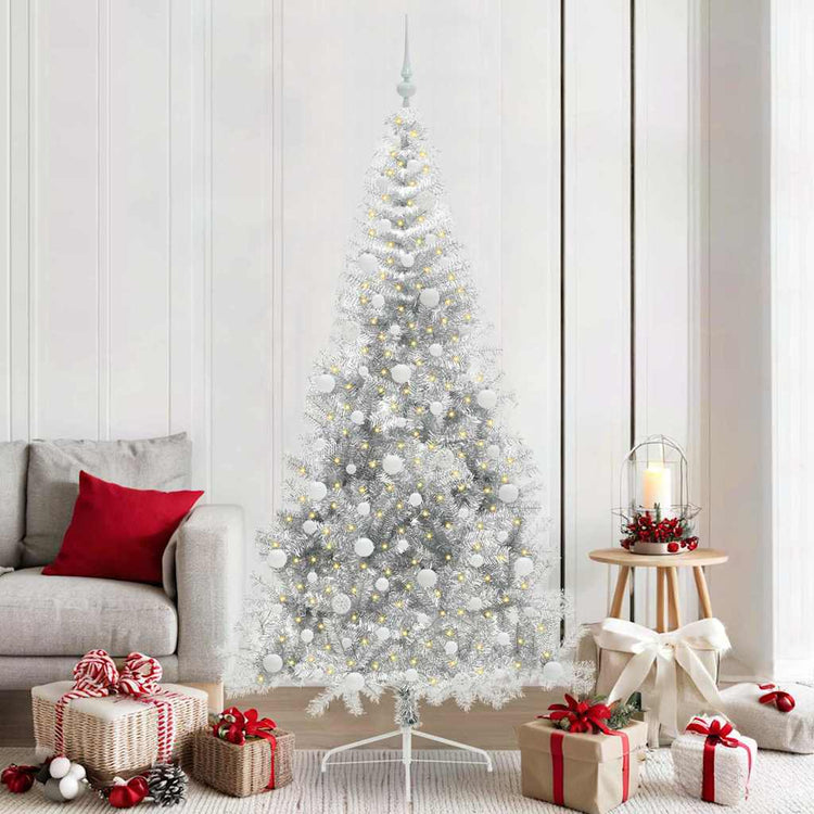 Vidaxx künstlicher, vorbeleuchteter Weihnachtsbaum mit 300 LEDs, silberfarben, 210 cm Kappe