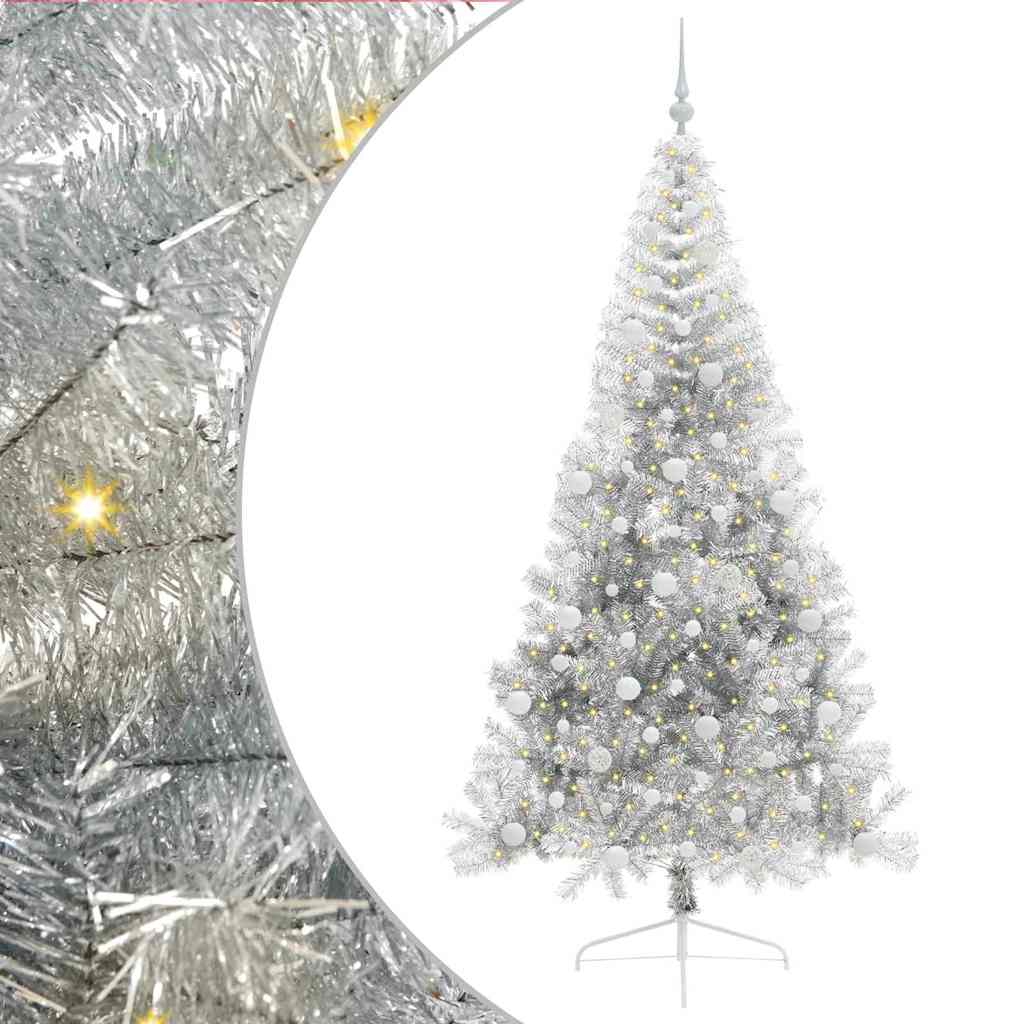 Vidaxx künstlicher, vorbeleuchteter Weihnachtsbaum mit 300 LEDs, silberfarben, 210 cm Kappe
