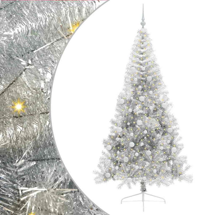 Vidaxx künstlicher, vorbeleuchteter Weihnachtsbaum mit 300 LEDs, silberfarben, 210 cm Kappe