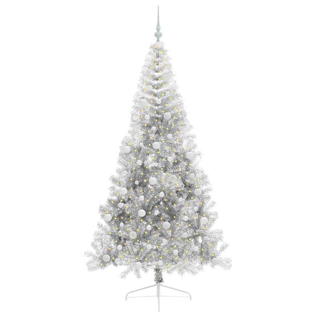 Vidaxx künstlicher, vorbeleuchteter Weihnachtsbaum mit 300 LEDs, silberfarben, 210 cm Kappe