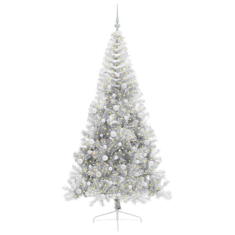 Vidaxx künstlicher, vorbeleuchteter Weihnachtsbaum mit 300 LEDs, silberfarben, 210 cm Kappe