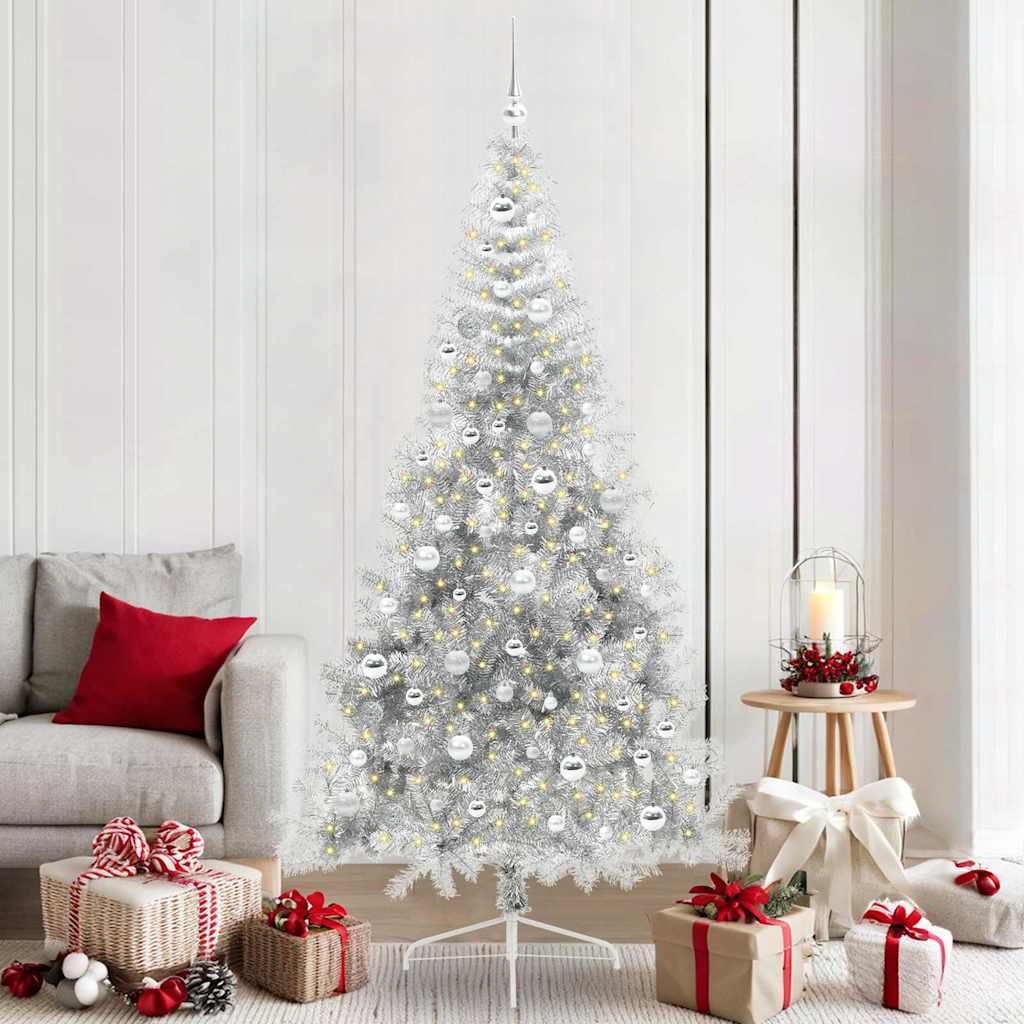 Vidaxx künstlicher, vorbeleuchteter Weihnachtsbaum mit 300 LEDs, silberfarben, 210 cm Kappe