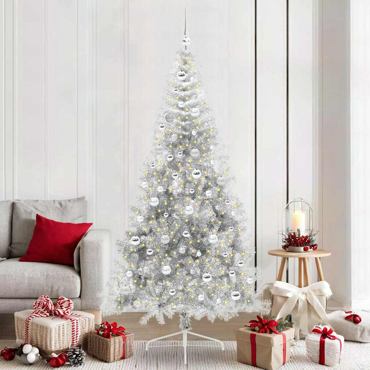 Vidaxx künstlicher, vorbeleuchteter Weihnachtsbaum mit 300 LEDs, silberfarben, 210 cm Kappe