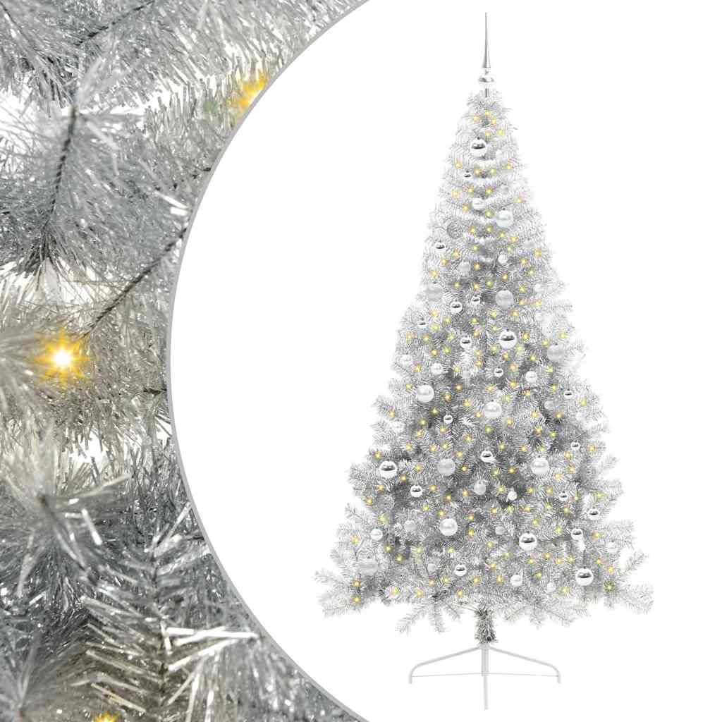 Vidaxx künstlicher, vorbeleuchteter Weihnachtsbaum mit 300 LEDs, silberfarben, 210 cm Kappe