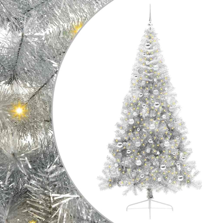 Vidaxx künstlicher, vorbeleuchteter Weihnachtsbaum mit 300 LEDs, silberfarben, 210 cm Kappe
