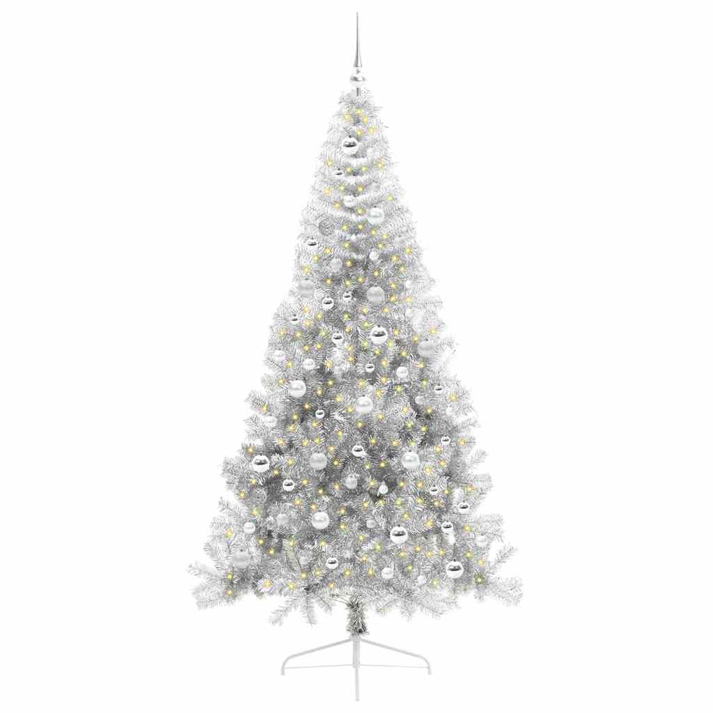 Vidaxx künstlicher, vorbeleuchteter Weihnachtsbaum mit 300 LEDs, silberfarben, 210 cm Kappe
