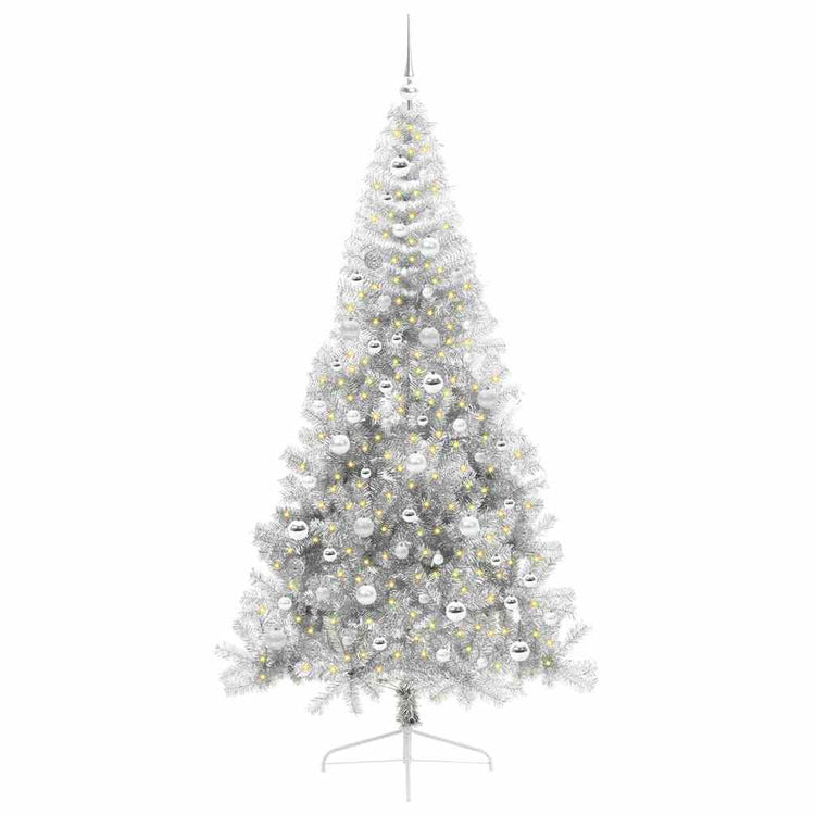 Vidaxx künstlicher, vorbeleuchteter Weihnachtsbaum mit 300 LEDs, silberfarben, 210 cm Kappe