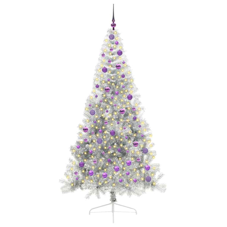 Vidaxx künstlicher, vorbeleuchteter Weihnachtsbaum mit 300 LEDs, silberfarben, 210 cm Kappe