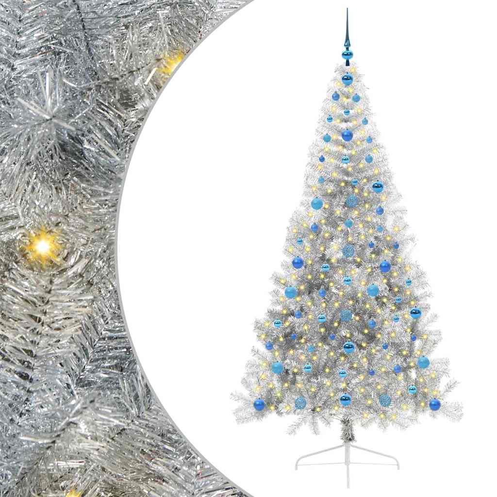 Vidaxx künstlicher, vorbeleuchteter Weihnachtsbaum mit 300 LEDs, silberfarben, 210 cm Kappe