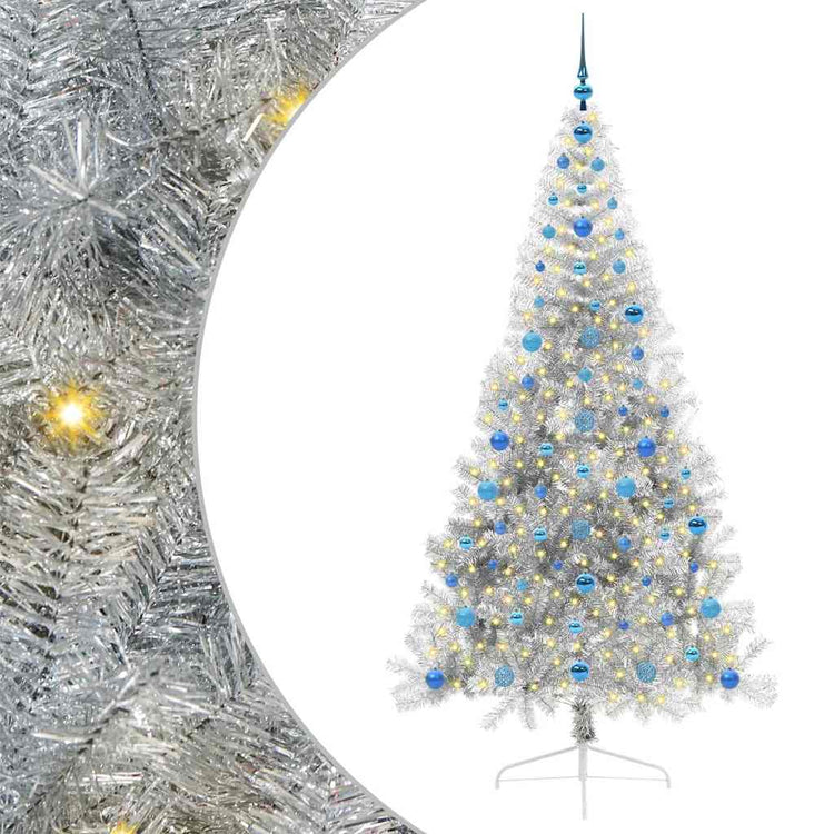 Vidaxx künstlicher, vorbeleuchteter Weihnachtsbaum mit 300 LEDs, silberfarben, 210 cm Kappe