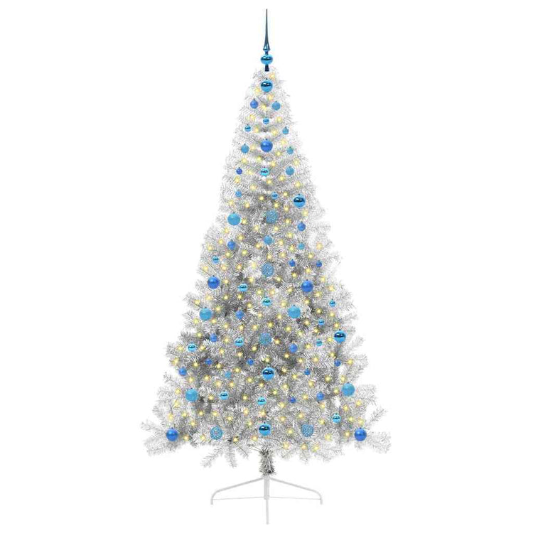 Vidaxx künstlicher, vorbeleuchteter Weihnachtsbaum mit 300 LEDs, silberfarben, 210 cm Kappe
