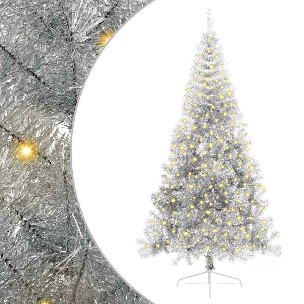 Vidaxx künstlicher, beleuchteter Weihnachtsbaum mit 300 LEDs, silberfarben, 240 cm Kappe
