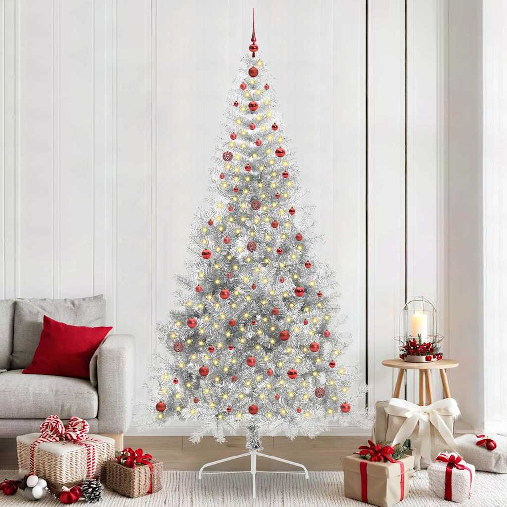 Vidaxx künstlicher, beleuchteter Weihnachtsbaum mit 300 LEDs, silberfarben, 240 cm Kappe
