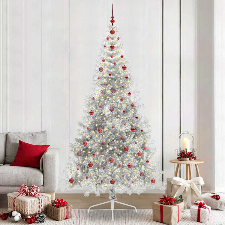 Vidaxx künstlicher, beleuchteter Weihnachtsbaum mit 300 LEDs, silberfarben, 240 cm Kappe