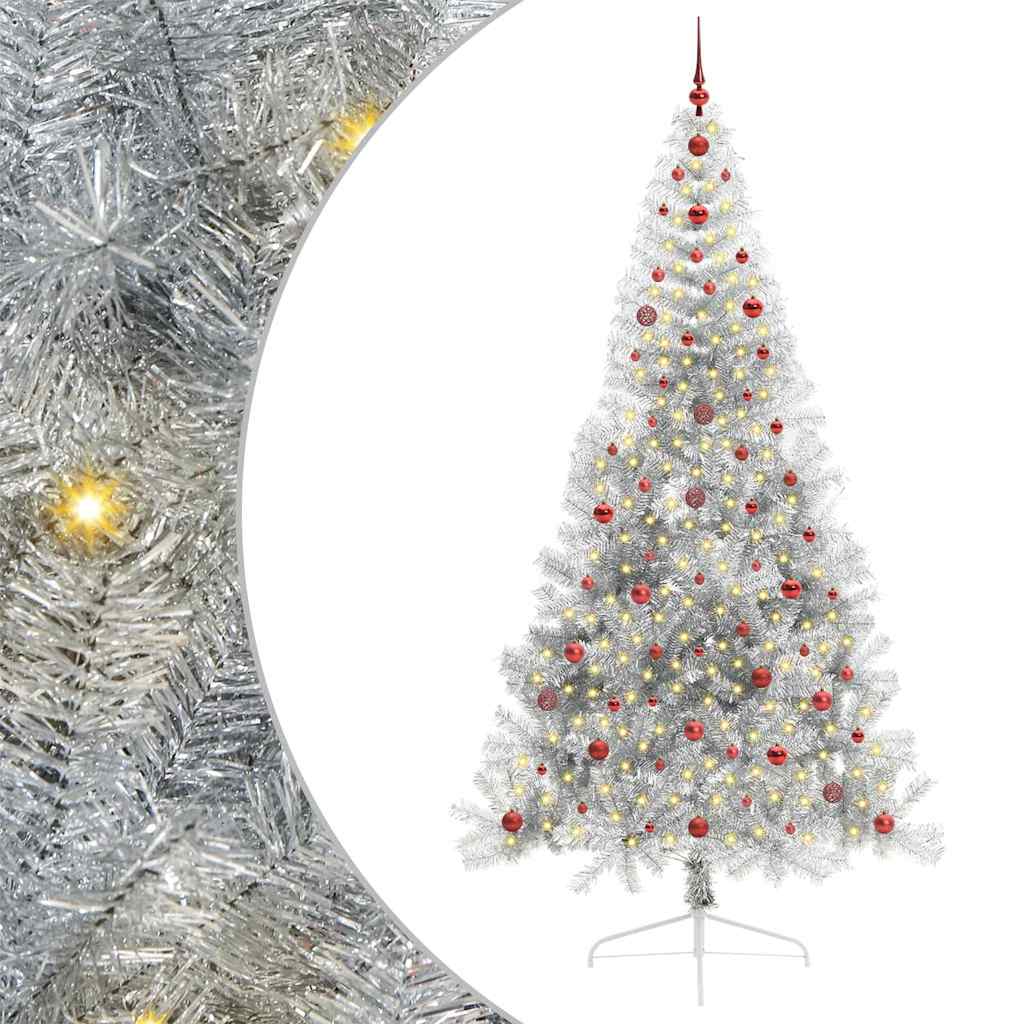 Vidaxx künstlicher, beleuchteter Weihnachtsbaum mit 300 LEDs, silberfarben, 240 cm Kappe