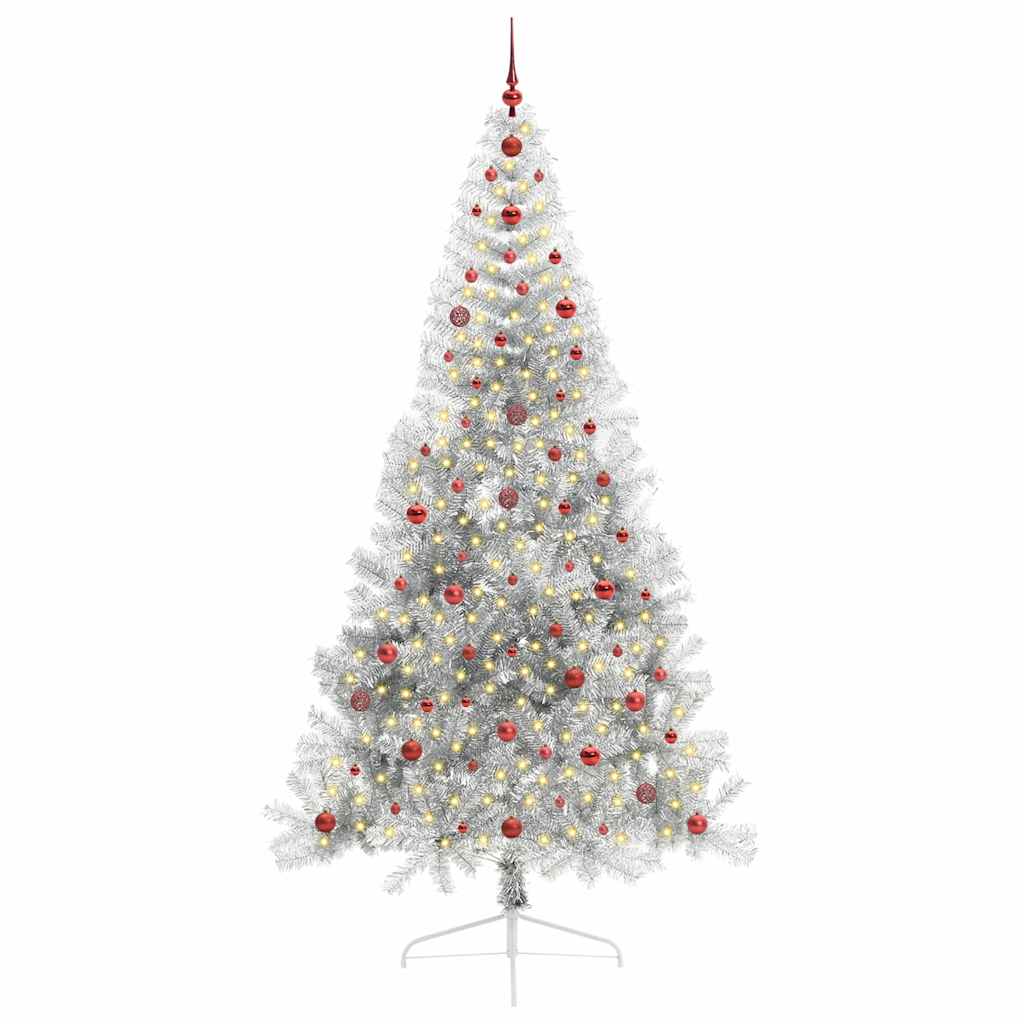 Vidaxx künstlicher, beleuchteter Weihnachtsbaum mit 300 LEDs, silberfarben, 240 cm Kappe