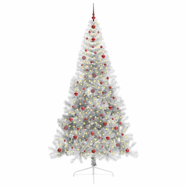 Vidaxx künstlicher, beleuchteter Weihnachtsbaum mit 300 LEDs, silberfarben, 240 cm Kappe