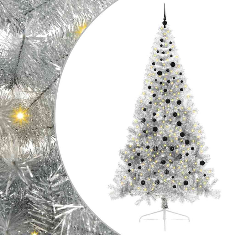 Vidaxx künstlicher, beleuchteter Weihnachtsbaum mit 300 LEDs, silberfarben, 240 cm Kappe