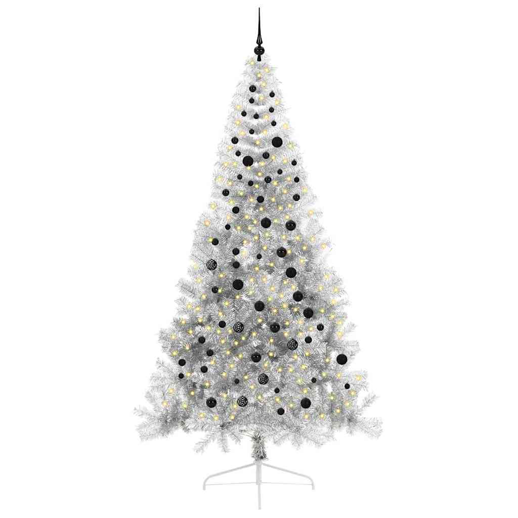 Vidaxx künstlicher, beleuchteter Weihnachtsbaum mit 300 LEDs, silberfarben, 240 cm Kappe