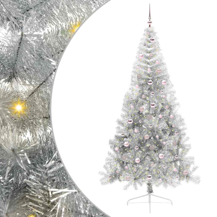 Vidaxx künstlicher, beleuchteter Weihnachtsbaum mit 300 LEDs, silberfarben, 240 cm Kappe