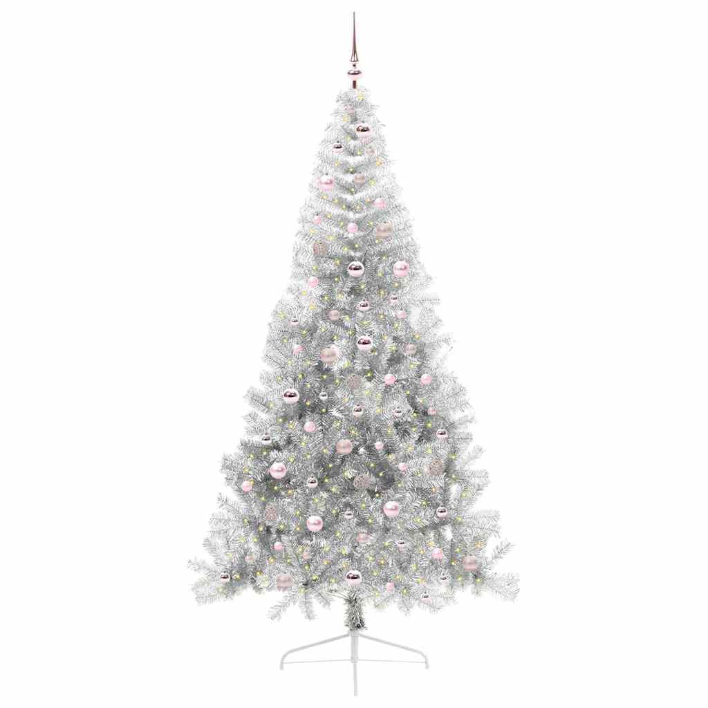 Vidaxx künstlicher, beleuchteter Weihnachtsbaum mit 300 LEDs, silberfarben, 240 cm Kappe