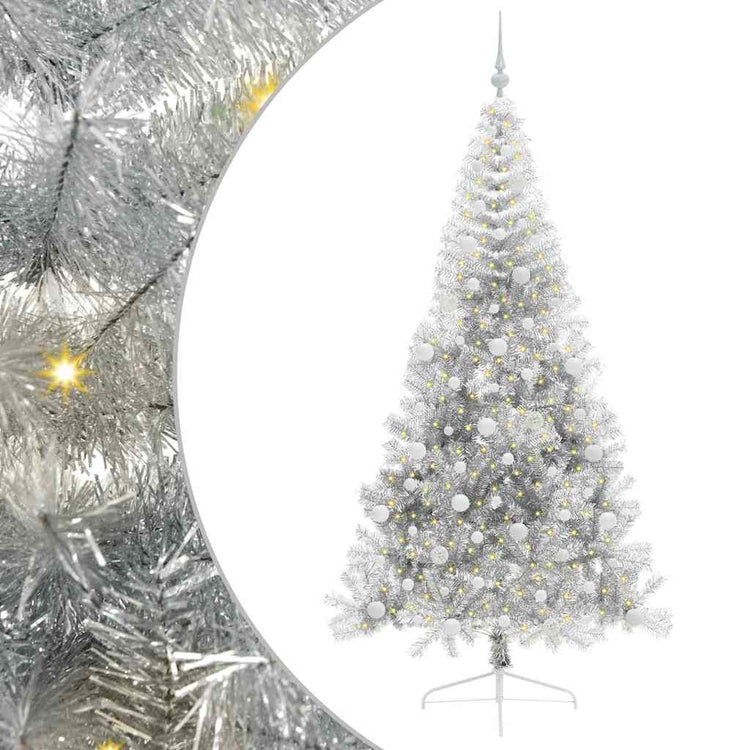 Vidaxx künstlicher, beleuchteter Weihnachtsbaum mit 300 LEDs, silberfarben, 240 cm Kappe