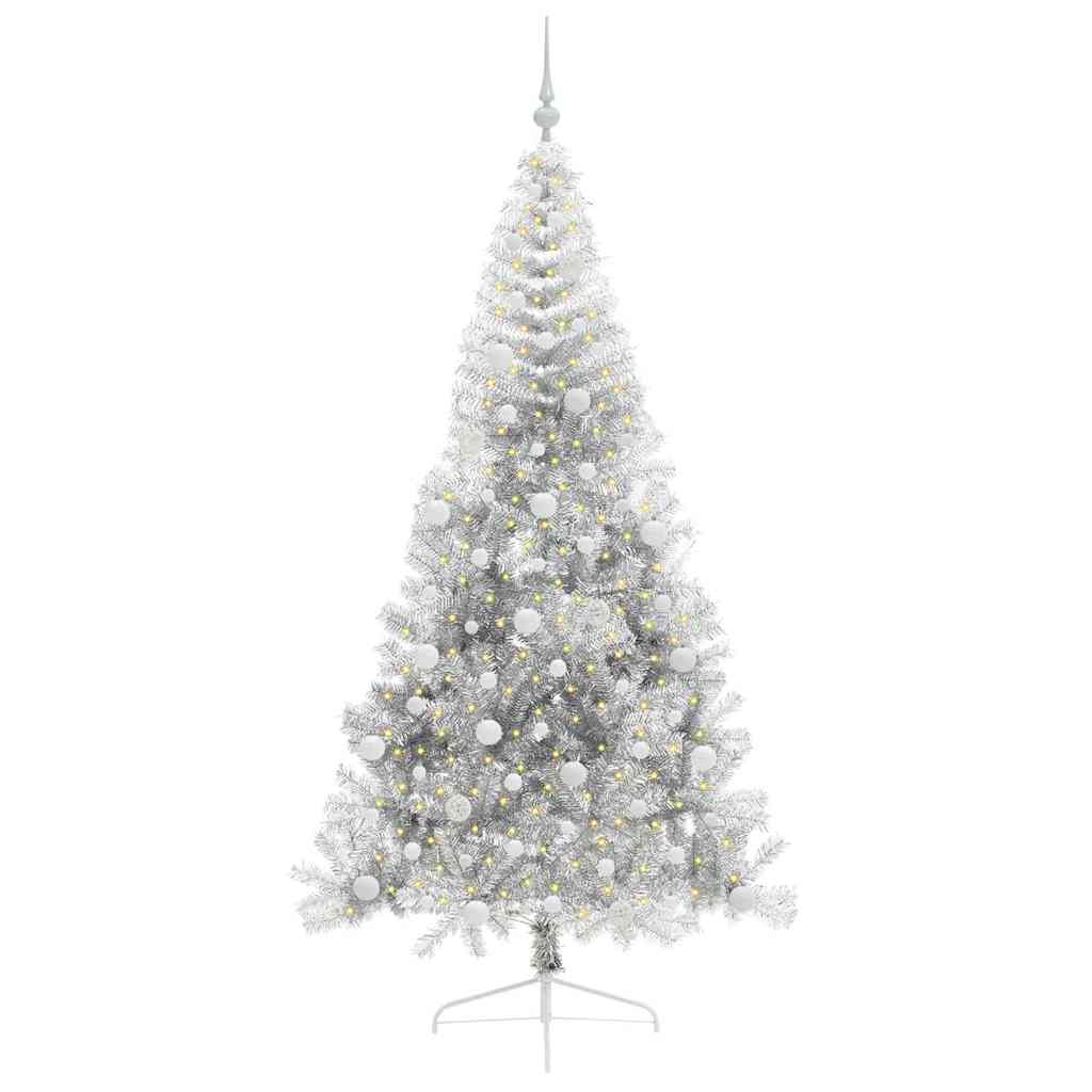 Vidaxx künstlicher, beleuchteter Weihnachtsbaum mit 300 LEDs, silberfarben, 240 cm Kappe